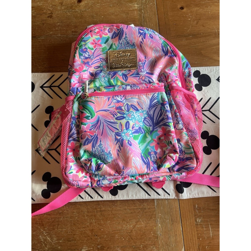NWT Disney Parks Lilly Pulitzer Backpack Dreamin Minnie Daisy Pink Bag 12 X 16